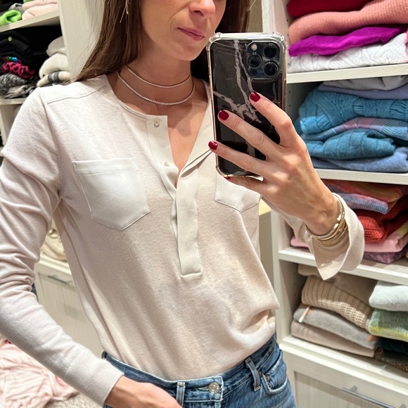 Loro piana cashmere and silk Henley blouse - Picture 3 of 4